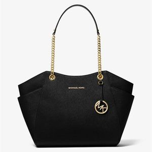 Michael Kors Large Chain Shoulder Tote Bag Black